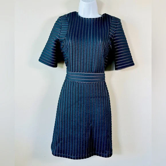 H&M | Dresses | Hm Blue Lavender Ribbed Short Sleeve Shift Dress Size 6 |  Poshmark
